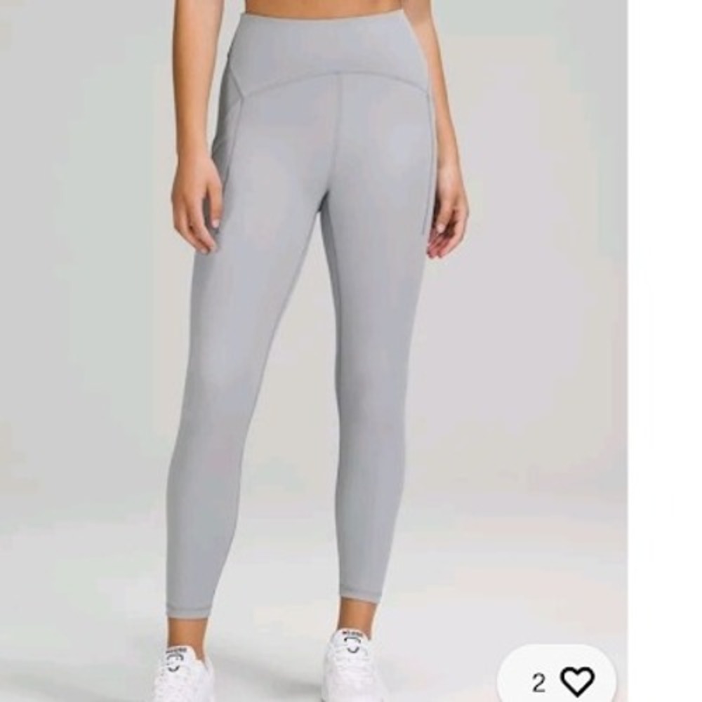 Lululemon Power Thru HIgh Rise Pocketed Drawstring Leggings Athletic Gray Size 8